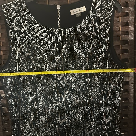 Calvin Klein Womens Black Velvet Sequined Cocktail Dress - Picture 10 of 13